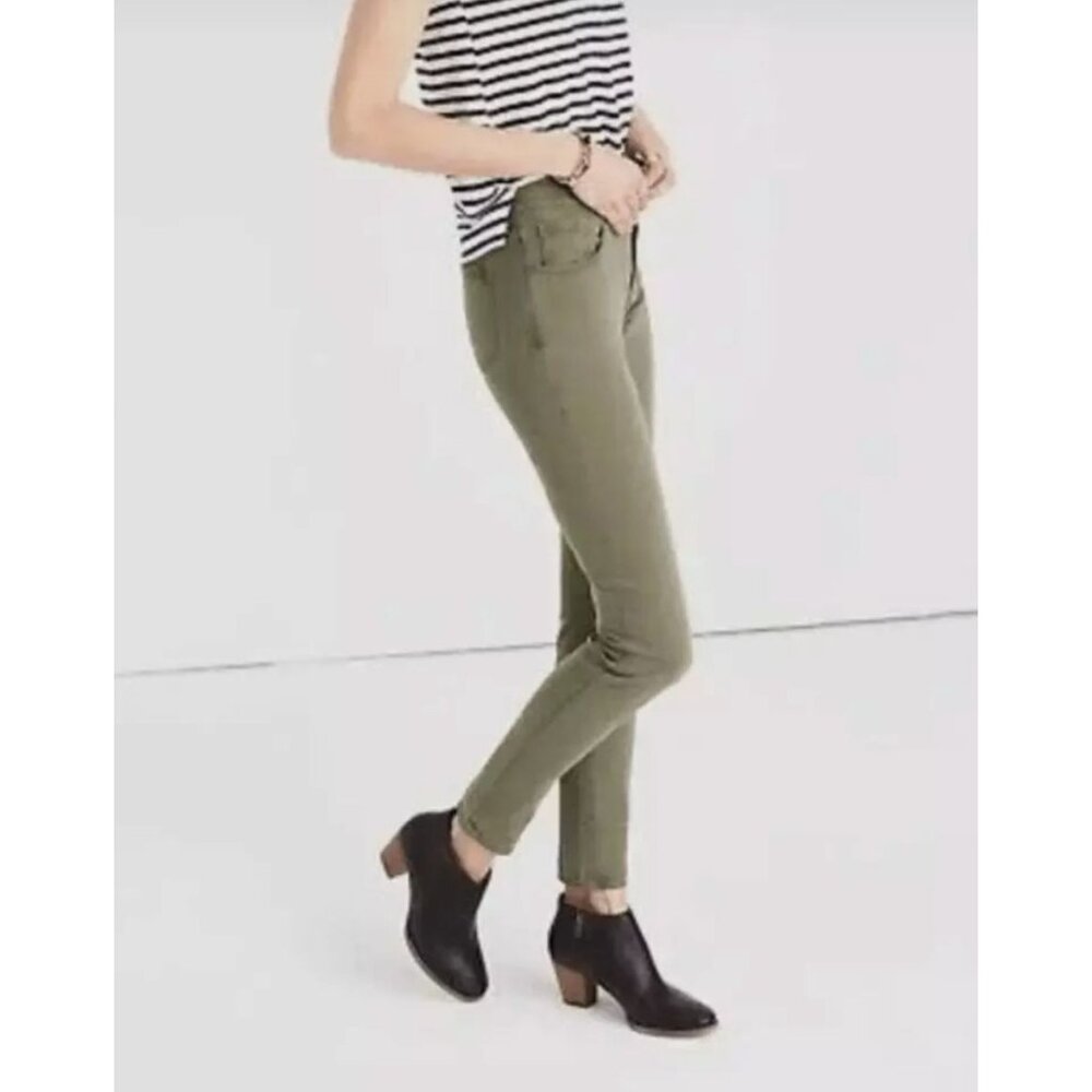 Madewell 9" High Rise Skinny Jean Women 26 Green Button Fly Casual Everyday‎